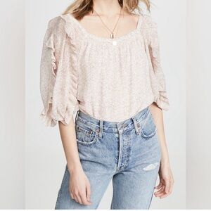 Rebecca Taylor-Block Vine Print Square Neck Top